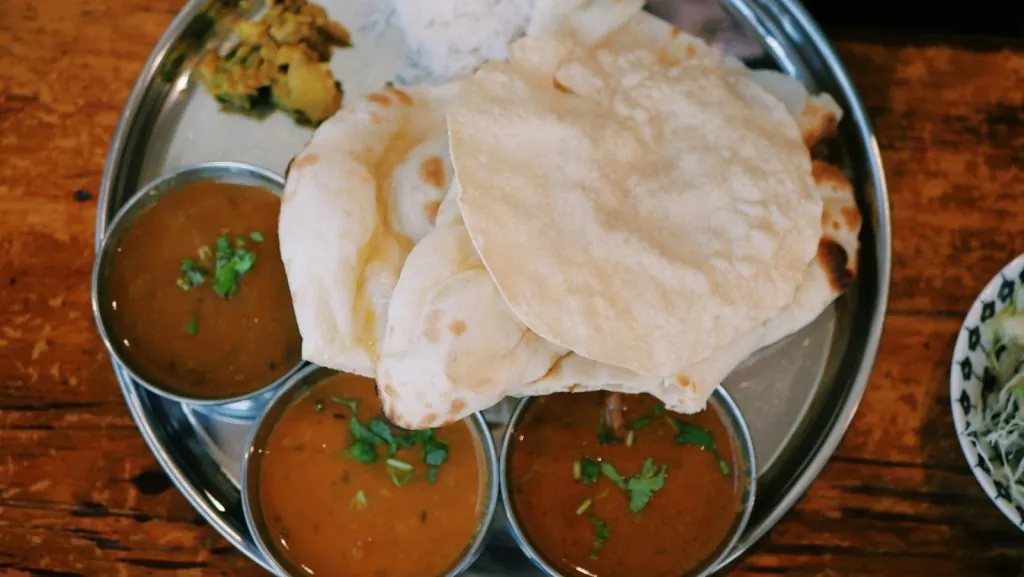 A festive Indian vegetarian meal
